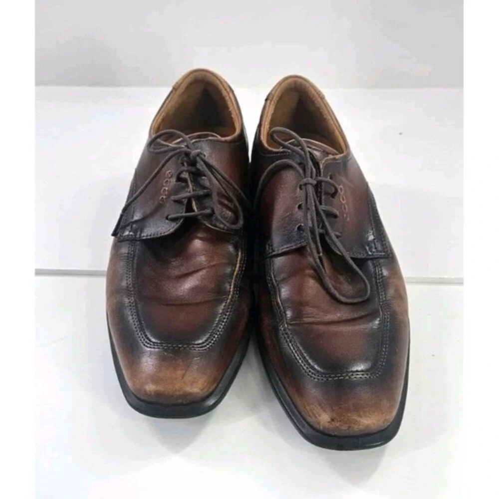 Ecco Calcan Shoes Men's Size 41 /~7 Apron Toe Derby Business Lace up Dress Brown